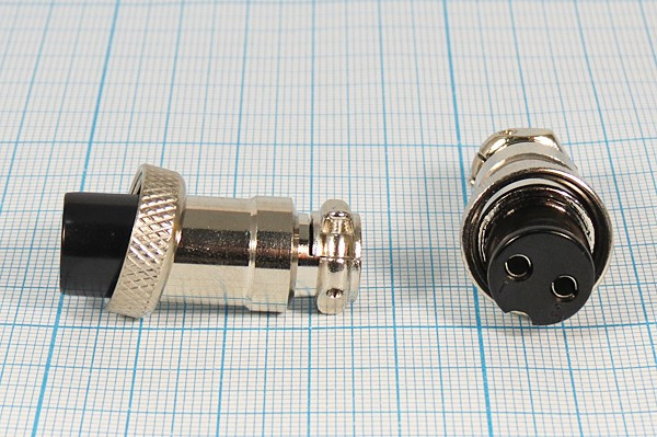 Разъем микрофонный MIC16 розетка, контакты 2P, монтаж на кабель, М16, MC902-2P