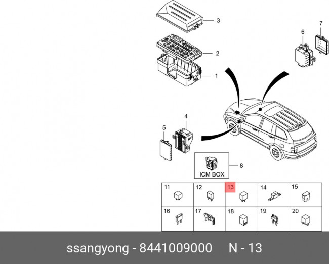 8441009000, Реле SSANGYONG Actyon (06-),Kyron (05-),Rexton (03-) (15А) (5P) OE 8441009000, Реле SSANGYONG Actyon (06-),Kyron (05-),Rexton (03-) (15А) (5P) OE