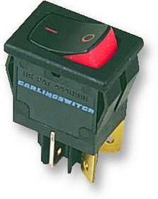 62116919-0-9-V, Rocker Switches 1-pole, ON - None - OFF, 4A/8A/6(4)A 250VAC/125VAC/250VAC not HP rated, Non-Illuminated Black with Visi-Red