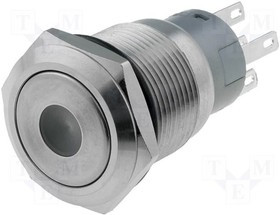 V19-11D-12R-S, Переключатель: антивандальный, Пол: 2, SPDT, 0,5A/220ВAC, 1A/24ВDC