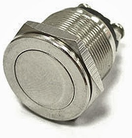 PBS-28B-2 OFF-(ON) МЕТАЛЛ, (OFF-ON), Кнопка антивандальная металлическая, 5А 250В, без фиксации на замыкание, резьба М19