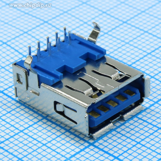 USB 3.0 A (DS1095-05), Розетка на плату угловая