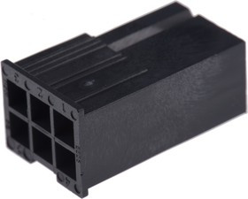 46999-0277, Headers &amp; Wire Housings MiniFitJr 6Ckt Plug DR V0 Black w/o ears