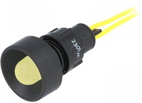 LY-D10-230AC, Индикат.лампа: LED, вогнутый, 230ВAC, Отв: d13мм, IP40, пластик