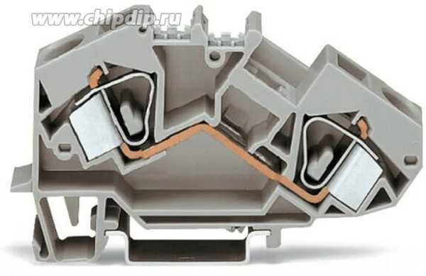 783-601, 2-пров. проходная клемма, 0,2 - 16 мм2, серая