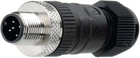 RND 205-01214, Circular Connector, M12, Plug, Straight, Poles - 5, Solder, Cable Mount