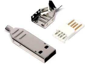 KUSBX-AP-KIT-SC-30, USB Connectors USB A-TYPE PLUG KIT WHITE INS