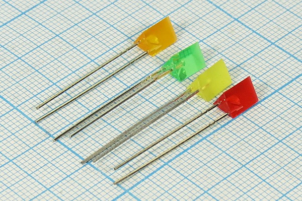 Светодиод 5,5x 7, красный, 9 мкд, угол 120, цвет линзы: красный матовый, BL-T4531-T, треугольный