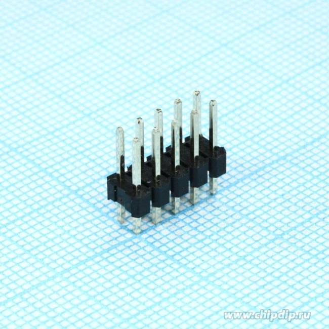 PLD-10 (DS1021-2x5SF11-B), штыри на плату двухрядные 2х5 шаг 2,54мм