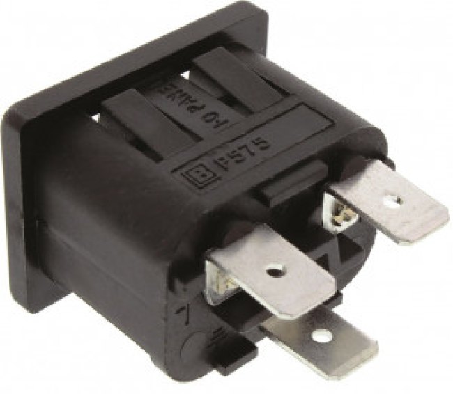 PX0575/10/63, IEC Power Connector, IEC C14 Inlet, 10 А, 250 В AC, Быстрое Соединение, Snap-In, Flange Mount PX0575/10/63, IEC Power Connector, IEC C14 Inlet, 10 А, 250 В AC, Быстрое Соединение, Snap-In, Flange Mount