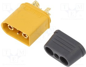 XT90I-M, Вилка питания DC XT90 "папа" PIN 4 провод под пайку