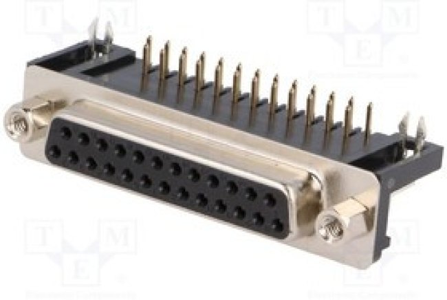 DHP9-25F, Разъем D-Sub; PIN: 25; гнездо; "мама"; угловой 90°; THT; UNC4-40