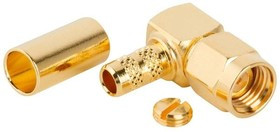 132122RP, RF Connectors / Coaxial Connectors SMA RA CRMP PLG RG58 LMR195 GOLD REV POL