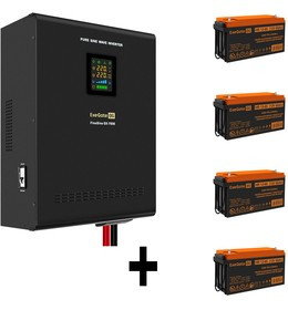 EX296687RUS, Комплект ИБП EX296005RUS + батарея 65Aч EX282982RUS 4шт (инвертор, синус, для котла, настенный) ExeGate FineSine SX-7000.LCD.AV