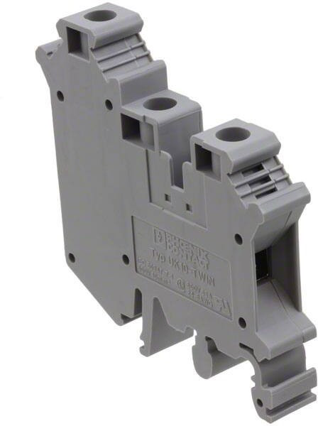 3005196, UK 10-TWIN Series Grey Fused DIN Rail Terminal, Double-Level, Screw Termination, Fused 3005196, UK 10-TWIN Series Grey Fused DIN Rail Terminal, Double-Level, Screw Termination, Fused