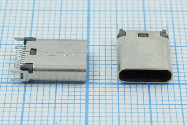 Разъем USB розетка, тип C 3.1, контакты на плату, h10.5, USB3.1TYPE-C24PF-011