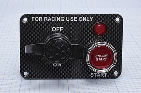 Панель с ключом 12В/100А, кнопкой "Start Engine" 12В/50А и красным индикатором; №10937R Панель 110x70\12В\50&amp;100А\ ПКн&amp;ПКлюч&amp;ЛСд\\R18-S1A\