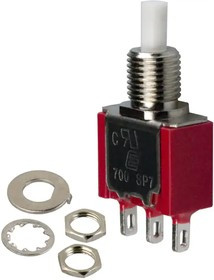 700SP7B10M1QEH, Pushbutton Switches SPDT SNAP PB SWITCH