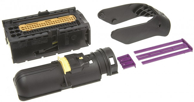 284743-1, Conn Housing RCP 94 POS Crimp RA Cable Mount Black/Light Brown Box Automotive