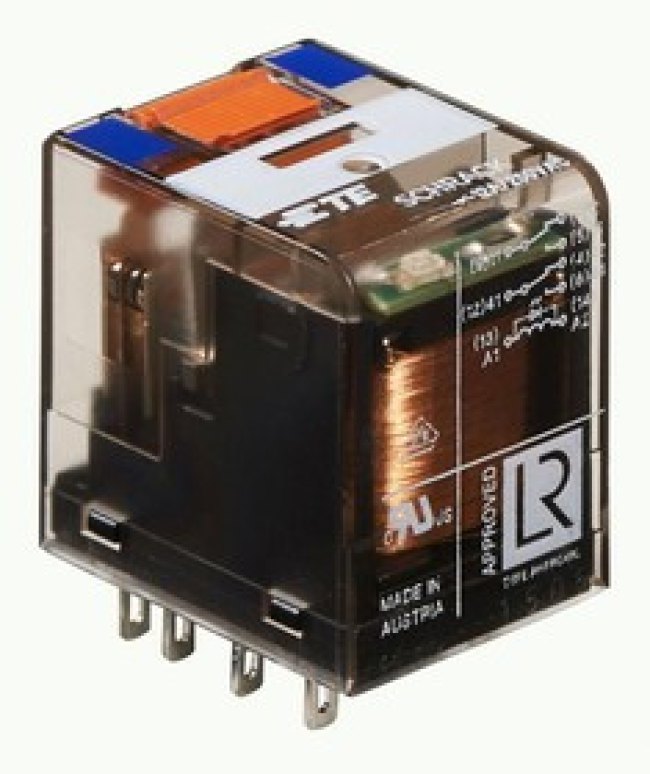 9-1415001-1, Реле питания, DPDT, 24 В DC, 12 А, PT, Гнездо, Без Защелки