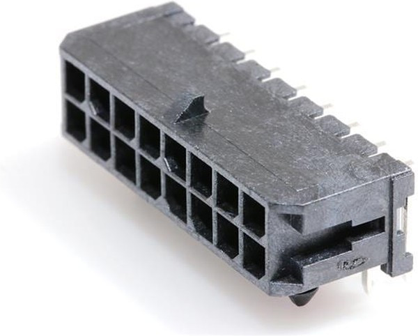 0430451600, Гнездо, провод-плата, "папа", micro-Fit 3.0, 3мм, PIN: 16, THT, 5А 0430451600, Гнездо, провод-плата, "папа", micro-Fit 3.0, 3мм, PIN: 16, THT, 5А