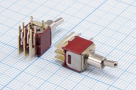 Переключатель рычажный, 220В, 1,5А, ON-ON, d 5,0, металл, 6PF, SMTS-202-2C3; №10649 ПРыч\220В\ 1,5А\ON-ON\d 5,0\мет\ 6PF\SMTS-202-2C3\