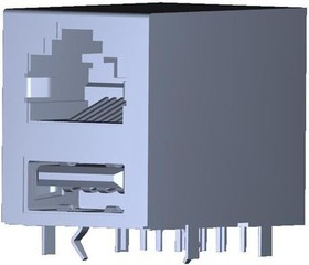 1-1775855-1, USB Connectors RJ45 W/ USB HTD BLK 30u"