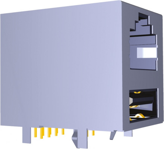 1-1775855-1, USB Connectors RJ45 W/ USB HTD BLK 30u"