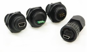 DCP-USBNB-MNHD, USB Connectors USB PANEL MT RECEPT MINI-B TO PC-TAILS