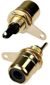 1-290G BLACK, гнездо RCA металл на корпус черный "позолоченный"