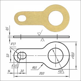 Лепесток латунный PSV 1-5,3-20-00 Лепесток латунный PSV 1-5,3-20-00