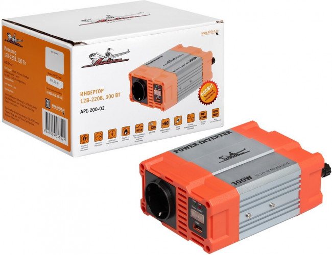 API-200-02, Преобразователь напряжения (инвертор) 12-220V 300Вт AIRLINE API-200-02, Преобразователь напряжения (инвертор) 12-220V 300Вт AIRLINE