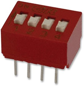 BD04, DIP / SIP переключатель, 4 схем(-а), Raised Slide, Сквозное Отверстие, SPST, 5 В, 100 мА