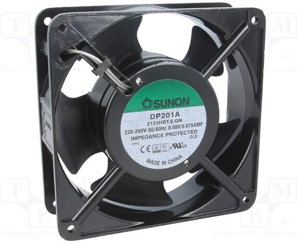 DP201A2123HBTS, Вентилятор осевой, 230В AC, 120x120x38мм, подшипник качения, 148(±10%) куб.м/ч, 45дБА DP201A2123HBTS, Вентилятор осевой, 230В AC, 120x120x38мм, подшипник качения, 148(±10%) куб.м/ч, 45дБА