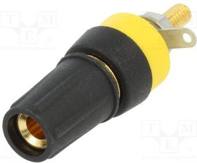 CL15501A, Гнездо, "банан" 4мм, 15А, 250ВDC, L: 42мм, черный, позолота