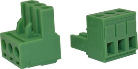Разъём на кабель KLR2GK-5.0-03P 3P/10A/320V/2.5mm2/ RM5.0mm/Зелёный (НУ=50шт)