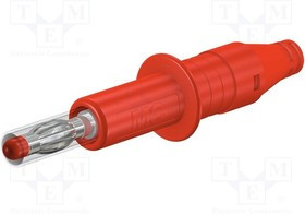 X-GL-438-22, Вилка; "банан" 4мм; 32А; 600В; красный; 2,5мм2; Монтаж: винтами