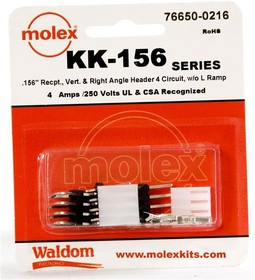 76650-0216, Headers & Wire Housings KK-156 Kit no ramp V & RA Hdr Rec 4Ckt 76650-0216, Headers & Wire Housings KK-156 Kit no ramp V & RA Hdr Rec 4Ckt