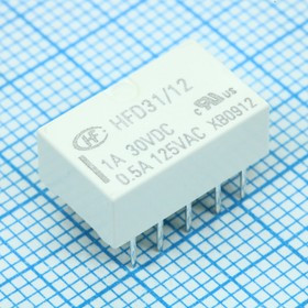 HFD31/12, Реле: электромагнитное, DPDT, Uобмотки: 12ВDC, 0,5A/125ВAC, 2А