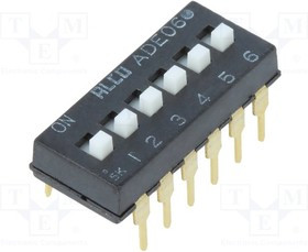 1825360-4, DIP Switches / SIP Switches ADE06A04=6 POS DIP SWITCH