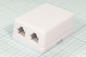 Разъем телефонный 6P4Cx2-4C розетка, контакты 4винт, RJ-11