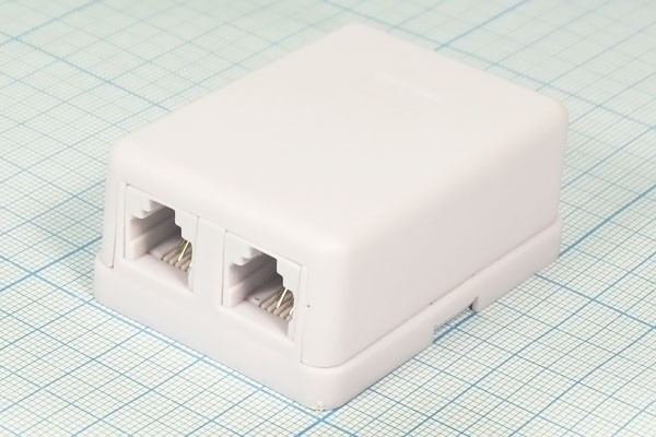 Разъем телефонный 6P4Cx2-4C розетка, контакты 4винт, RJ-11