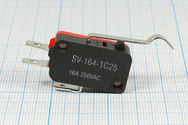 Переключатель концевой(путевой) 29x10 x16, 220В, 16А, ON-(ON), L31изог, SV164-1C25; №14897 ПКонц 29x10 x16\220\16\ON-(ON)\ \L31изог\SV164-1C