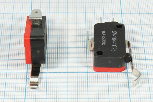 Переключатель концевой(путевой) 29x10 x16, 220В, 16А, ON-(ON), L31изог, SV164-1C25; №14897 ПКонц 29x10 x16\220\16\ON-(ON)\ \L31изог\SV164-1C