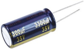 EEUFC1V332, 3300мкФ, 35В, 105гр 18х35 5000ч, LowImp (аналог Panasonic), Конденсатор электролитически