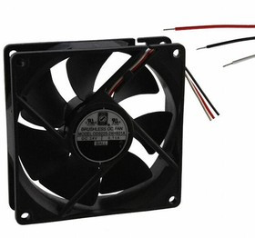 OD9225-24HB01A, DC Fans DC Fan, 92x92x25mm, 24VDC, 53CFM, 0.14A, 35dBA, Ball, Wire, Open Collector Tach