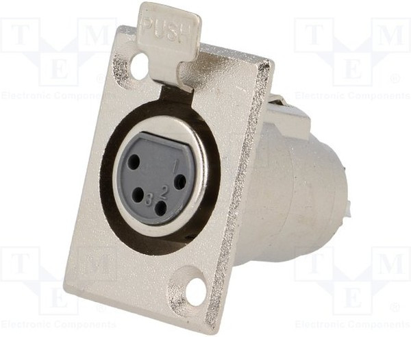 XLR-4G-C, Гнездо, XLR, "мама", PIN 4, пайка, Корп стандарт XLR, -отв 24мм XLR-4G-C, Гнездо, XLR, "мама", PIN 4, пайка, Корп стандарт XLR, -отв 24мм