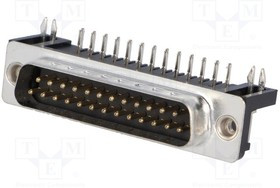 DB25-PL-24, Разъем D-Sub; PIN: 25; гнездо; "папа"; угловой 90°; THT; UNC4-40