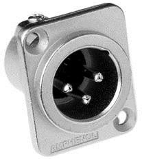 AC3MDZ BULK, XLR Connectors 3 Pole XLR Male Chassis Mount D Type Stamped Contacts Nickel Finish