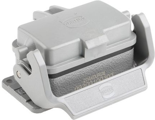 09300100318, Heavy Duty Power Connectors BULKHEAD MOUNTING HAN 10B 1 LVR LCKING